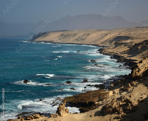 Wild beach of Agua Liques, natural reserve of Jandia, west coast of Fuerteventura, Canary Islands