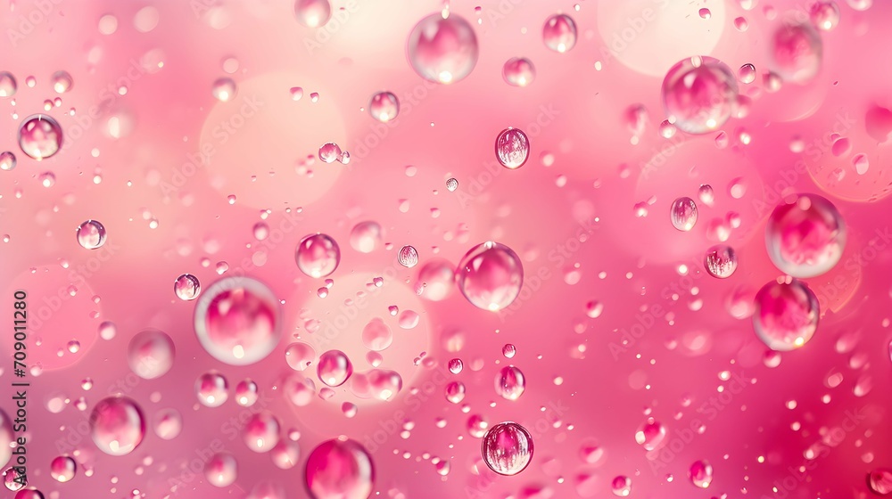 pink bubbles water drops background.