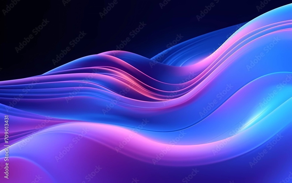 3d render, dark blue background abstract shapes glowing in the ultraviolet spectrum, curved neon lines. generative ai 3d render, dark blue background abstract shapes glowing in the ultraviolet spectrum, curved neon lines. generative ai