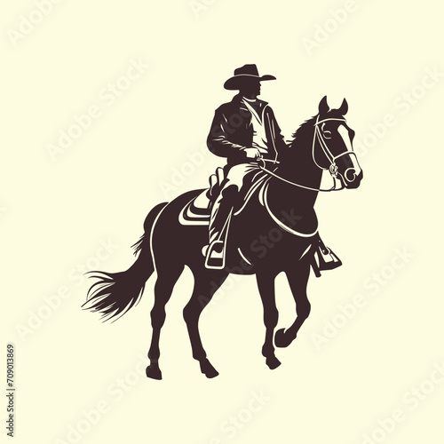 Vector the wild west sheriff riding a horse vintage style illustration © Shova