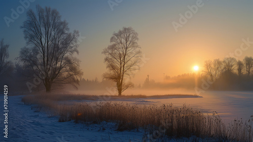 Ethereal Dawn: A Morning Sunrise Masterpiece. Generative AI © Sascha