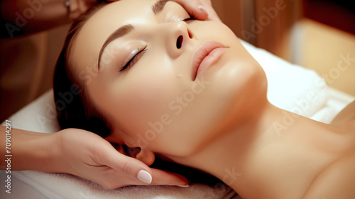 woman having a massage session in a spa, skin care