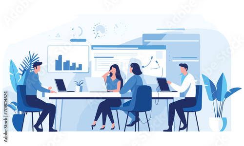  vector flat people on business teamwork illustration flat illustration