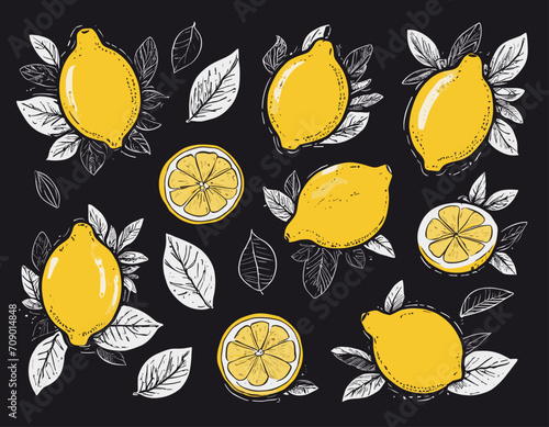 Yuzu seamless pattern. Citrus junos fabric design photo