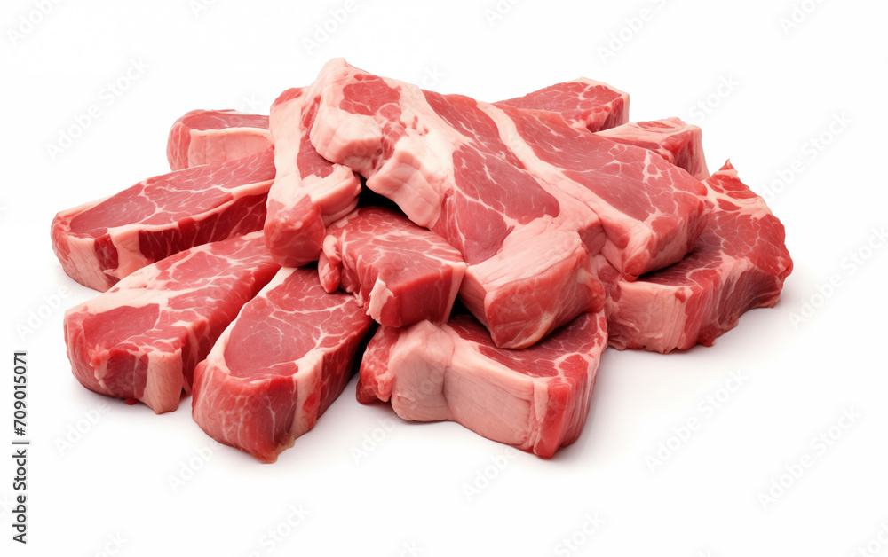Meat cow ready with vegetable for cooking Isolated on White background Generated AI Meat cow ready with vegetable for cooking Isolated on White background Generated AI