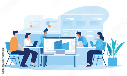 vector flat people on business teamwork illustration flat illustration