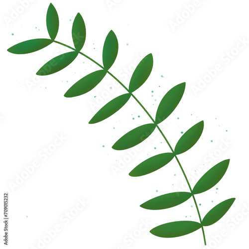 Beautiful green leaves vector in transparent background 