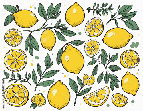Yuzu seamless pattern. Citrus junos fabric design