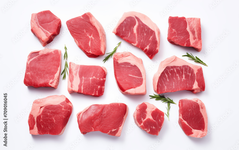 Meat cow ready with vegetable for cooking Isolated on White background Generated AI Meat cow ready with vegetable for cooking Isolated on White background Generated AI