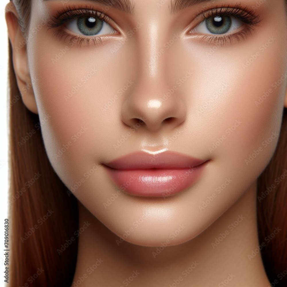 Close-up of a beautiful face, a young girl, brunette with natural beauty, glowing skin without makeup. Part of the face, cosmetology concept. Cosmetics, beauty products. Close-up of a beautiful face, a young girl, brunette with natural beauty, glowing skin without makeup. Part of the face, cosmetology concept. Cosmetics, beauty products.