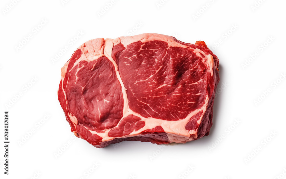 Fototapeta premium Meat cow ready with vegetable for cooking Isolated on White background Generated AI