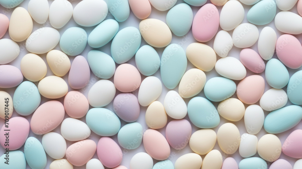 A full frame background texture of multicolored pastel Easter eggs, symbolizing springtime and celebration. A full frame background texture of multicolored pastel Easter eggs, symbolizing springtime and celebration.
