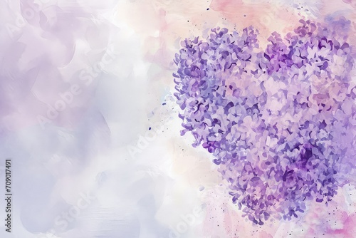 Lilac background the meaning of often associated with the first emotions of love  valentine theme  watercolor  mother s day  big copy space.