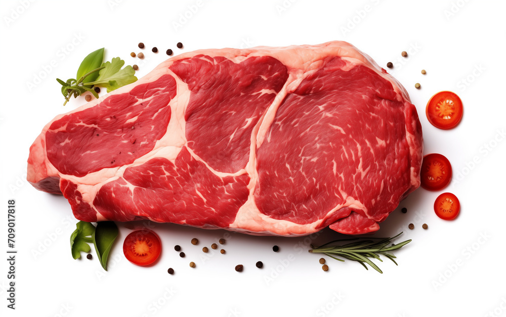 Meat cow ready with vegetable for cooking Isolated on White background Generated AI