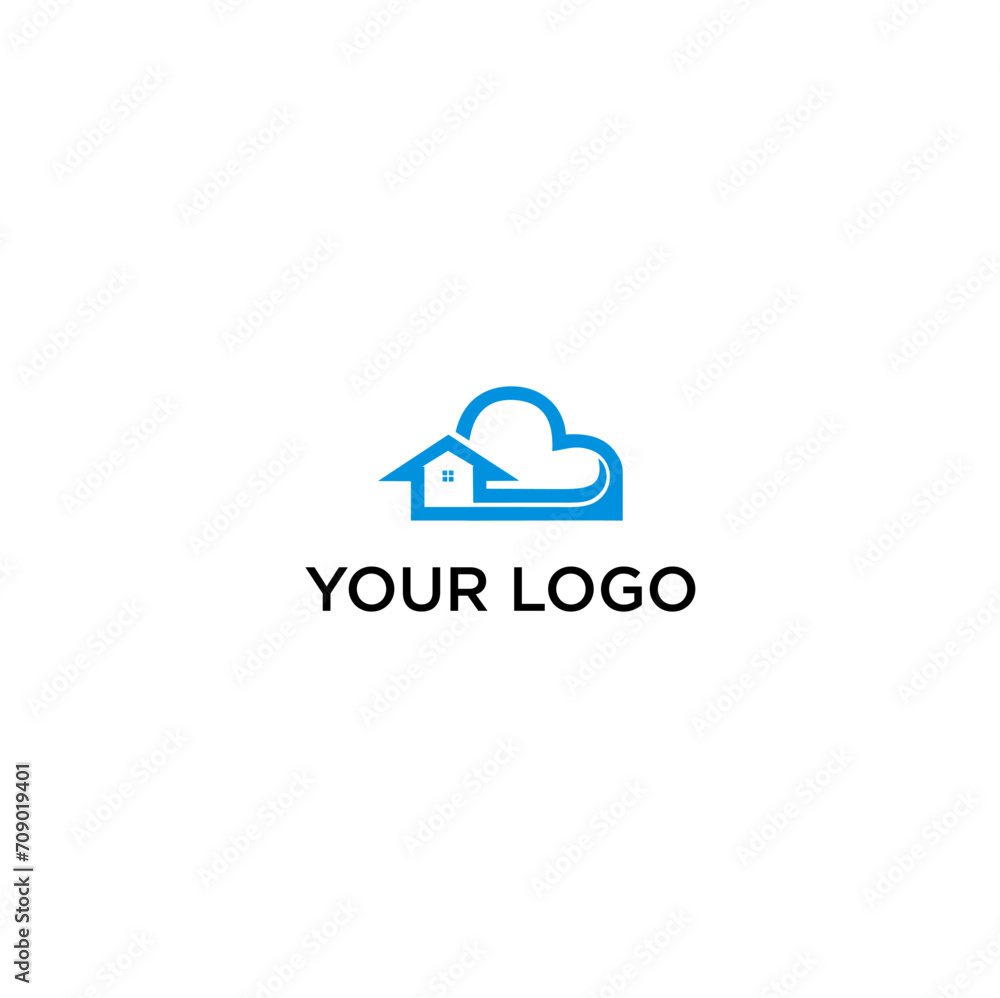 A minimalist logo concept in the form of a house with a combination of clouds is suitable for housing and real estate companies A minimalist logo concept in the form of a house with a combination of clouds is suitable for housing and real estate companies