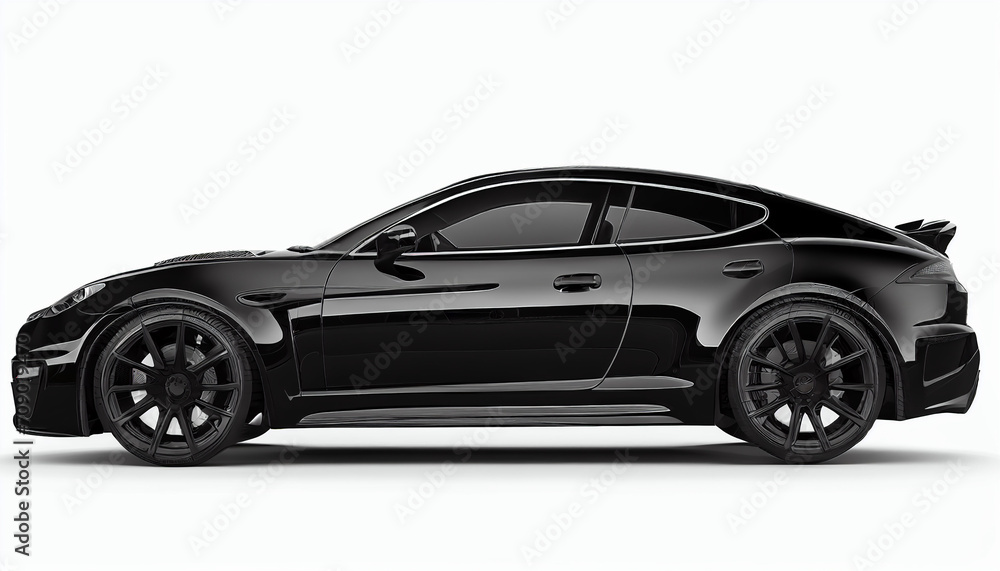 A black sport car coupe stands alone against