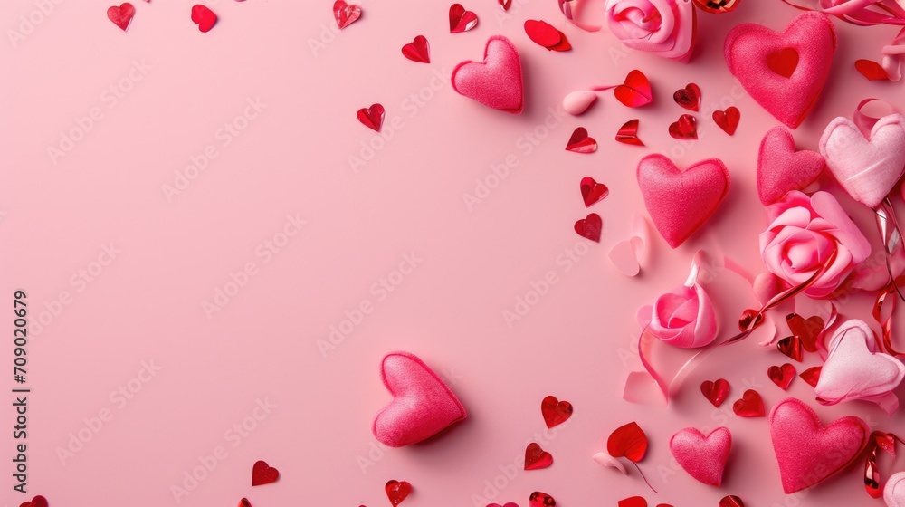 Valentine's Day background with pink hearts on pink background. AI generated Valentine's Day background with pink hearts on pink background. AI generated