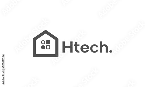 minimal house and tech logo   house logo   tech logo   minimal gray logo