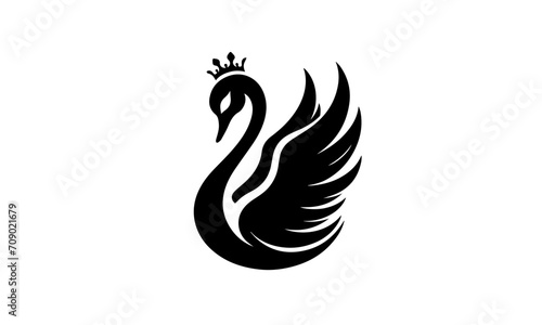Fototapeta Naklejka Na Ścianę i Meble -  mascot duck logo ,black and white duck with crown logo , duck and crown mascot logo