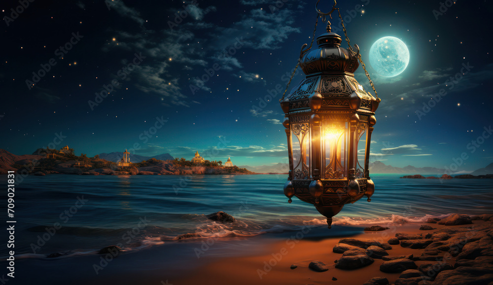 Midnight Moonlight: Tranquil Reflections of a Dreamy Beachscape