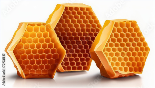 A white background with isolated fresh honeycombs