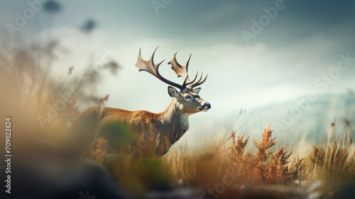 Craft an image highlighting a distinct wildlife subject in sharp focus amidst a creatively blurred natural setting - Generative AI