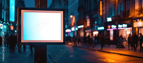 Empty frame for advertising purposes on an electronic sign located on the high street.