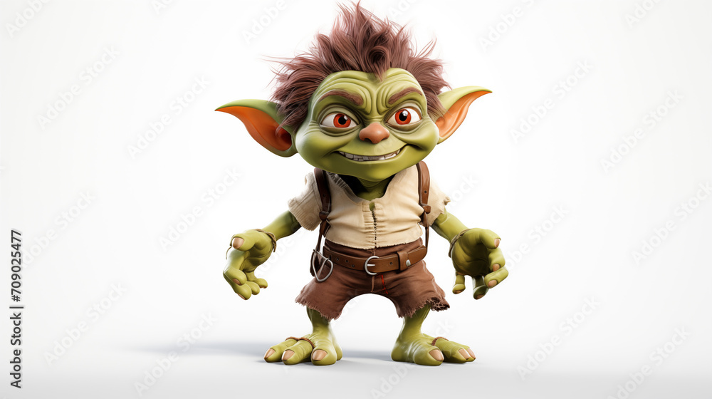 3d cartoon goblin on white background 3d cartoon goblin on white background