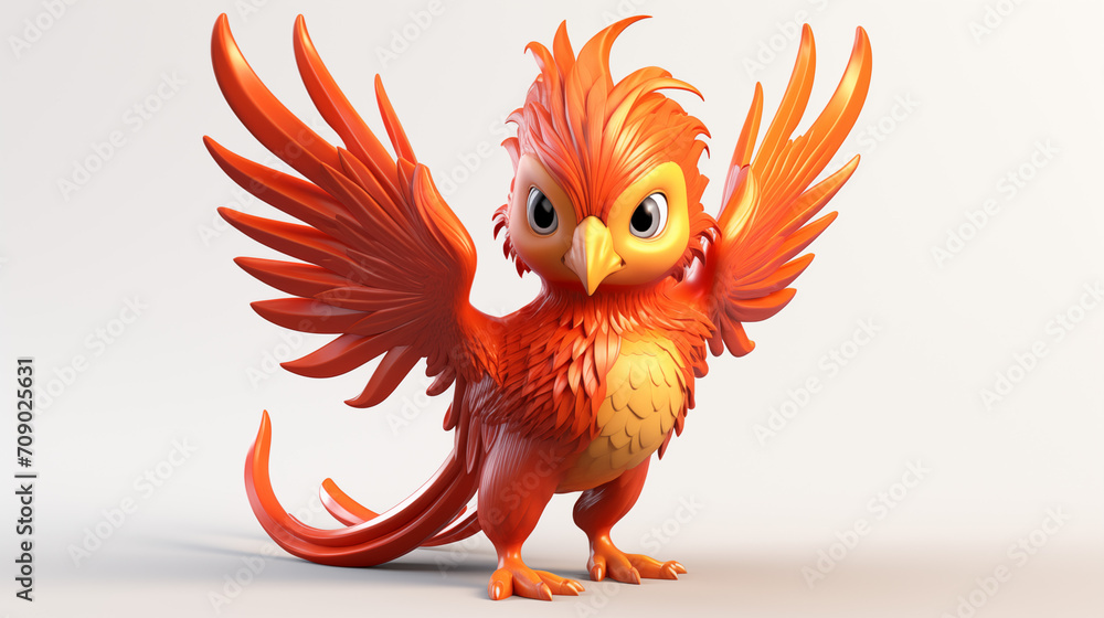 Fototapeta premium phoenix cartoon standing on white background