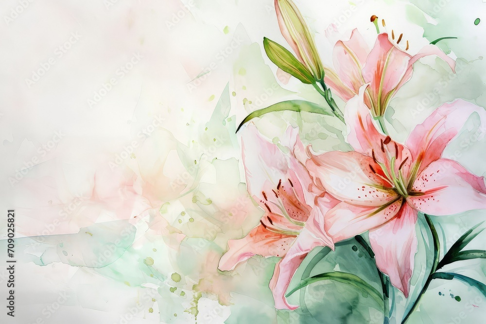 Mother's Day lily flower background, copy space.