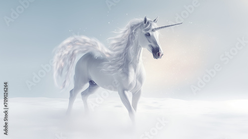 photography white unicorn in white sky © Surasri