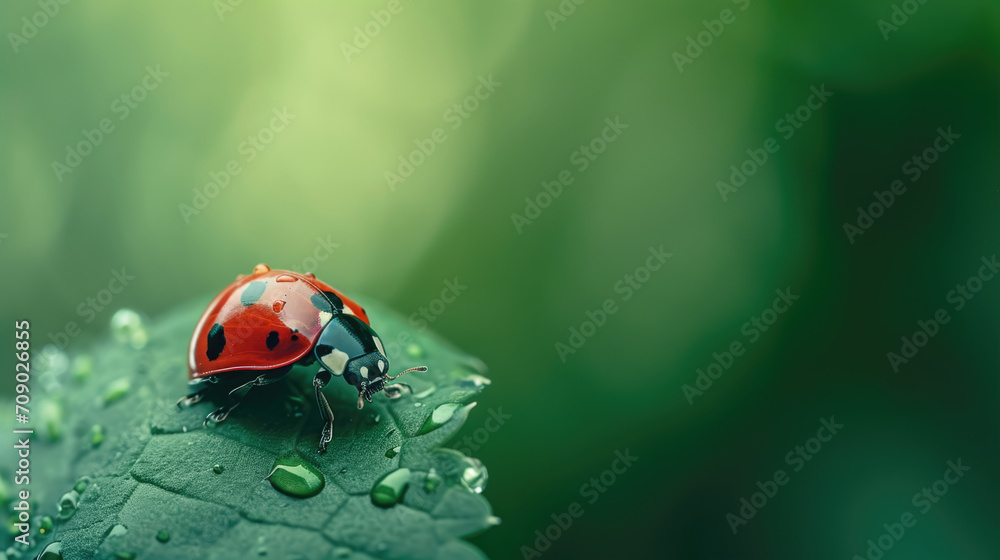 Macro shot of a ladybug on a leaf, blurred green background. Macro shot of a ladybug on a leaf, blurred green background.