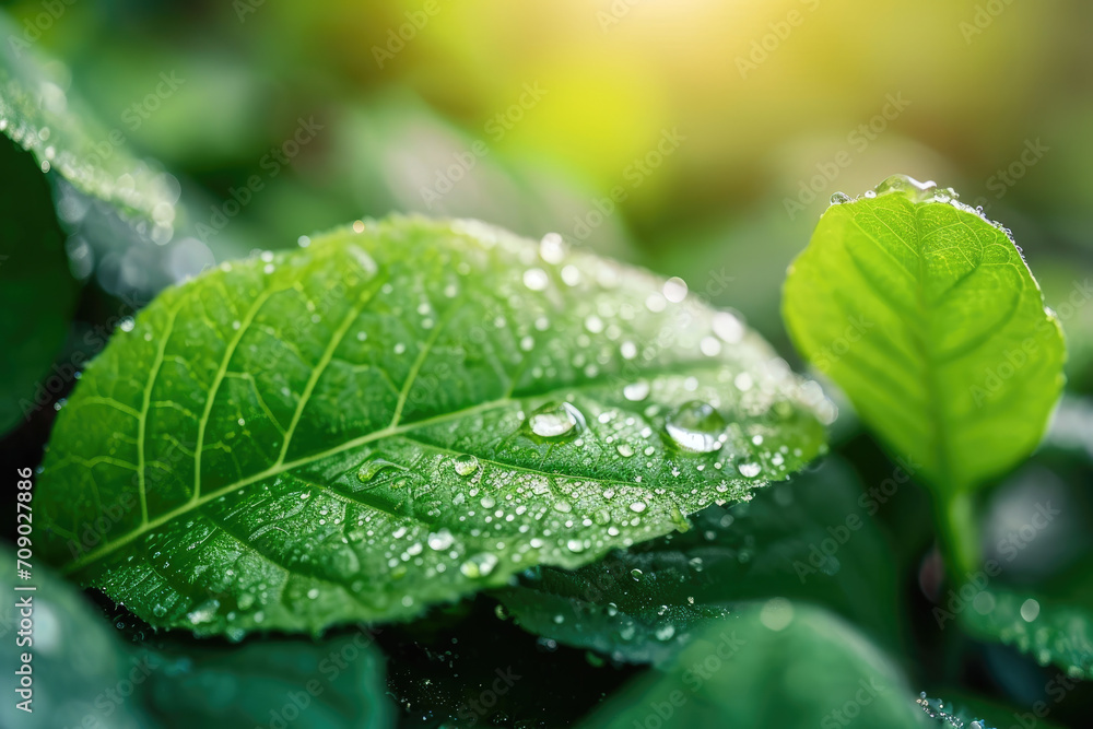 Fototapeta premium leaf with dew drops