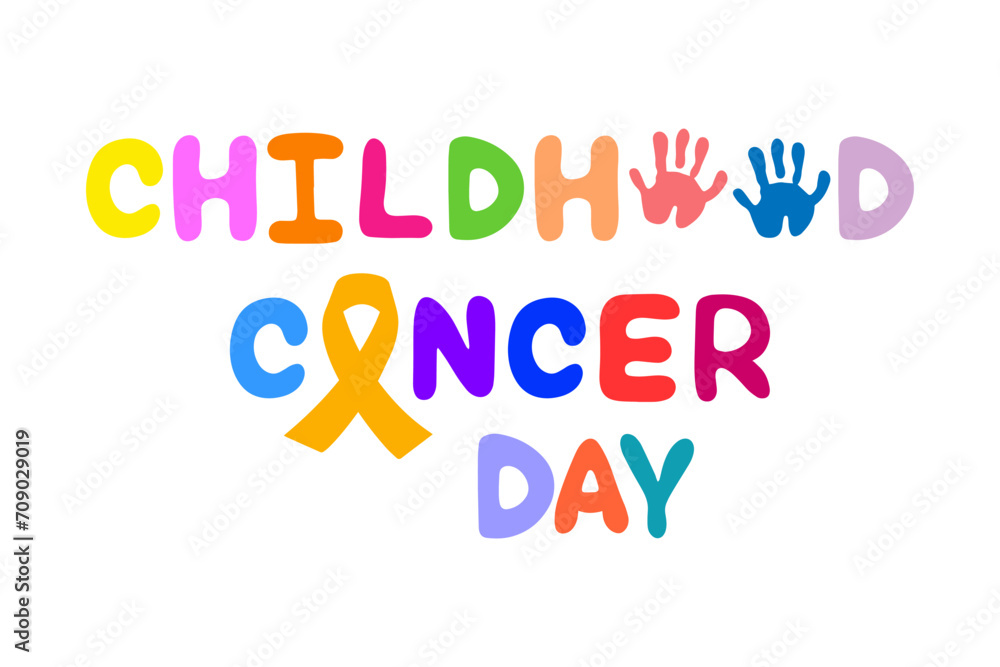 February 15 is the International Day for the Dissemination of Information about Childhood Cancer. Text design for the day of the fight against childhood cancer. Vector illustration