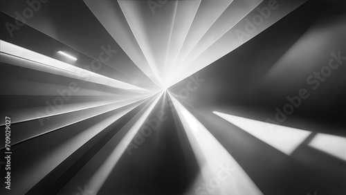 Gray light rays with geometric shapes background