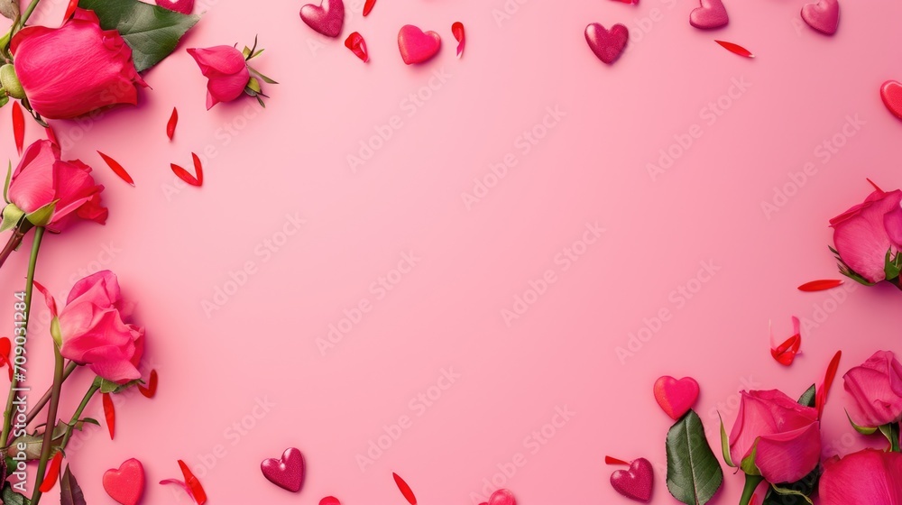 Valentine's day card or invitation with pink background