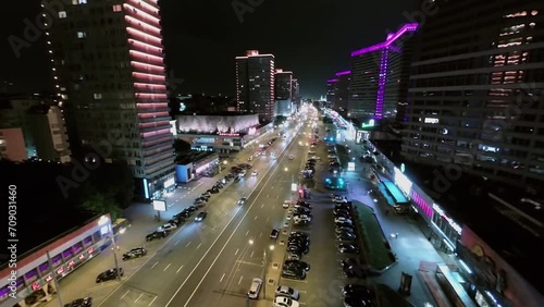 Wallpaper Mural Cars drive by New Arbat street with illumination at night Torontodigital.ca