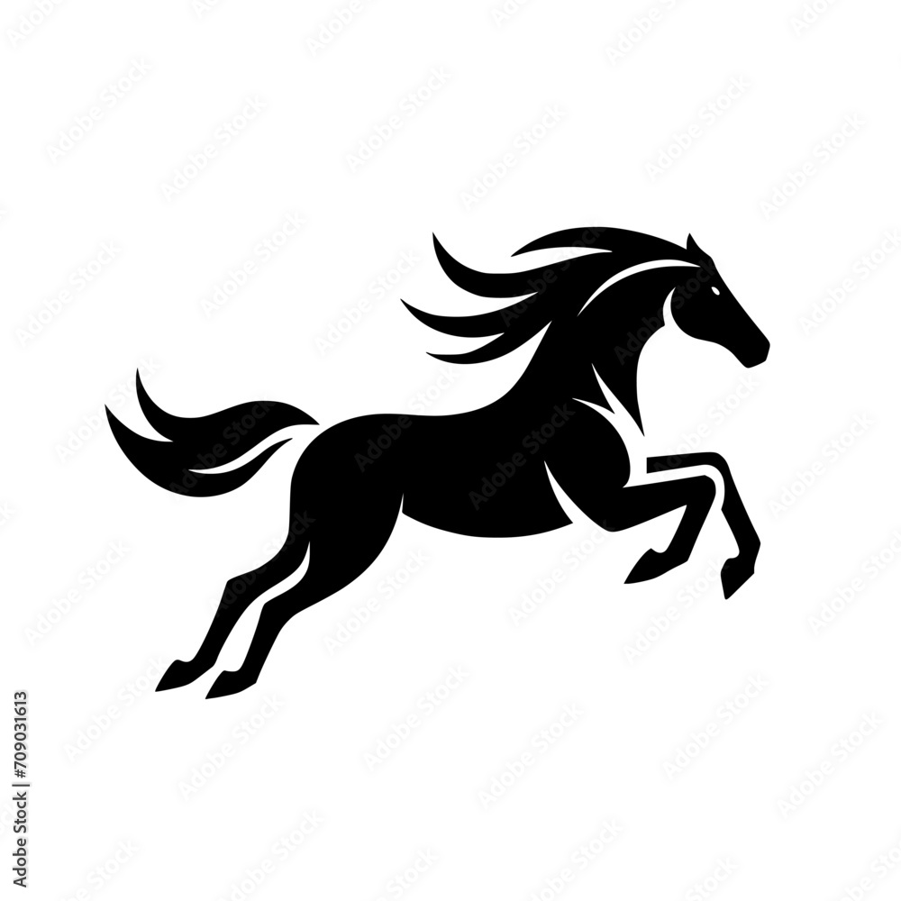 Vector logo of a running horse. black and white professional logo of a horse. can be used a logo, watermark, or emblem. Vector logo of a running horse. black and white professional logo of a horse. can be used a logo, watermark, or emblem.