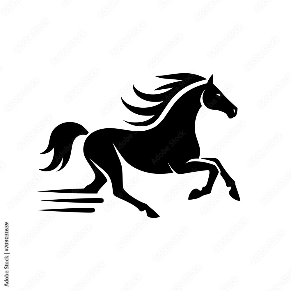 Vector logo of a running horse. black and white professional logo of a horse. can be used a logo, watermark, or emblem. Vector logo of a running horse. black and white professional logo of a horse. can be used a logo, watermark, or emblem.