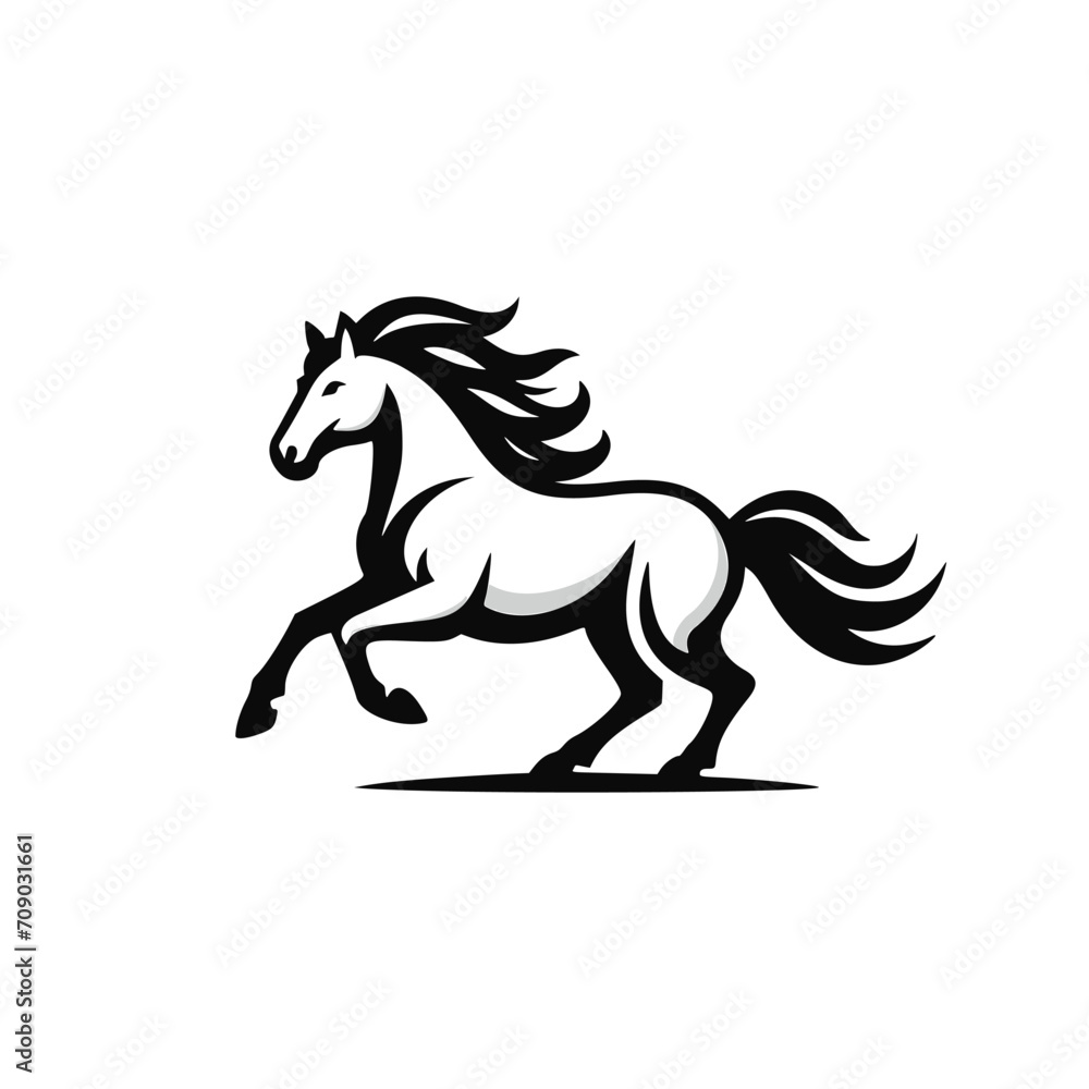 Vector logo of a running horse. black and white professional logo of a horse. can be used a logo, watermark, or emblem. Vector logo of a running horse. black and white professional logo of a horse. can be used a logo, watermark, or emblem.