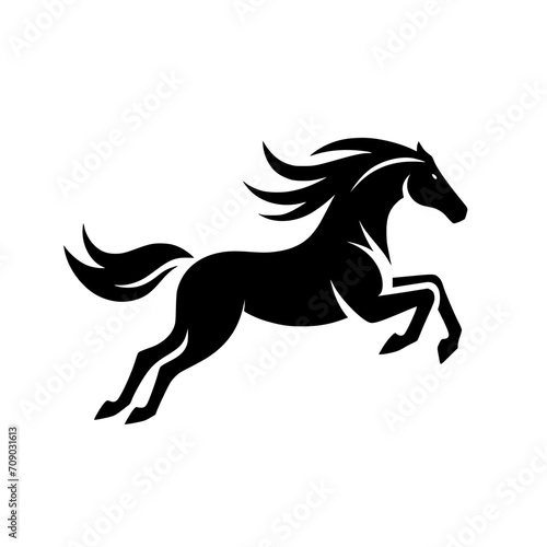 Fototapeta Naklejka Na Ścianę i Meble -  Vector logo of a running horse. black and white professional logo of a horse. can be used a logo, watermark, or emblem.