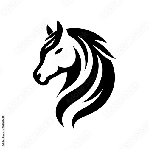 Vector logo of a running horse. black and white professional logo of a horse. can be used a logo, watermark, or emblem.