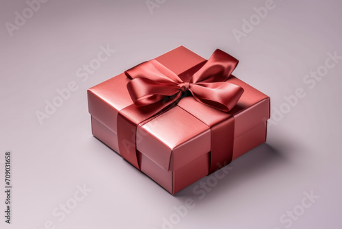 Holiday pink gift box gift for Birthday or Christmas present with copy space