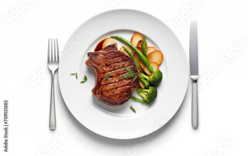 Grilled pork or beef steaks with chilli Isolated on White background Generated AI