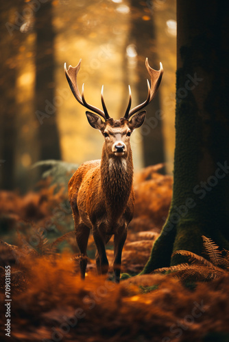 deer in the forest photography  depth of field created with Generative Ai