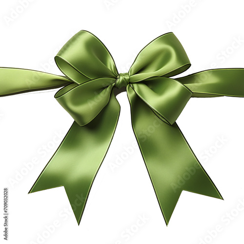 green ribbon and bow isolated against transparent background  photo