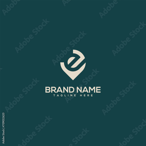 Alphabet monogram letter E with location logo design - vector.