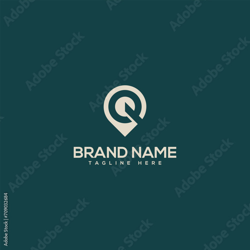 Alphabet monogram letter Q with location logo design - vector