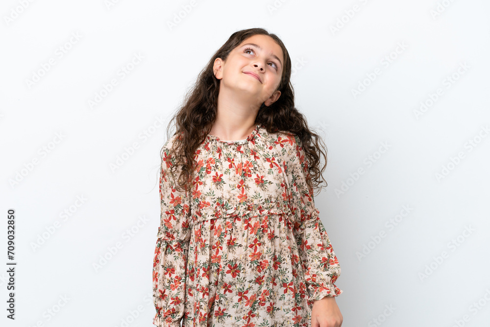 Little caucasian girl isolated on white background laughing Little caucasian girl isolated on white background laughing