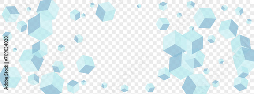 Blue Box Background Transparent Vector. Cubic Empty Texture. Grey Square Chaos Card. Network Template. Gray Poster Block.